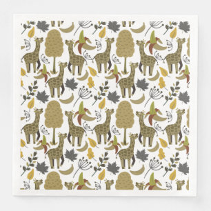Giraffe seamless pattern yellow white tall napkin