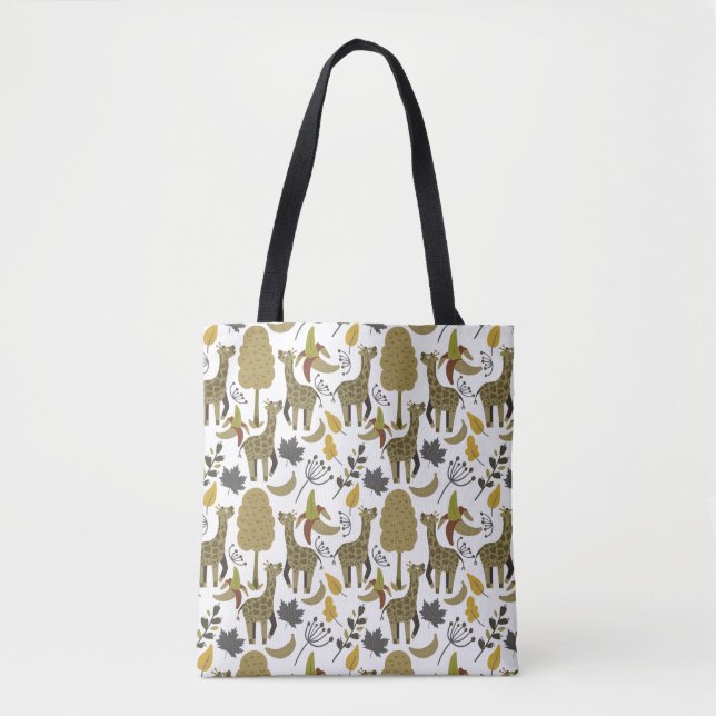 Giraffe seamless pattern yellow white tall tote bag (Front)