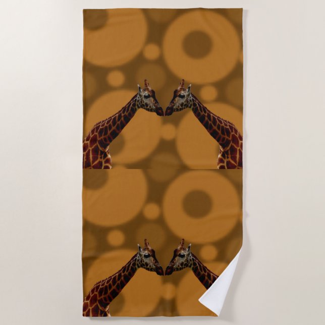 Giraffe Self Reflection,  Beach Towel (Front)