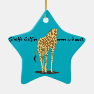 Giraffe Selfies Ceramic Tree Decoration