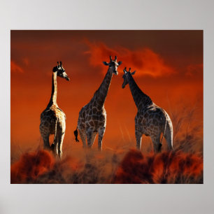 Giraffe series from South African wild life Poster