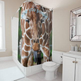 Giraffe Shower Curtain with Editable Text