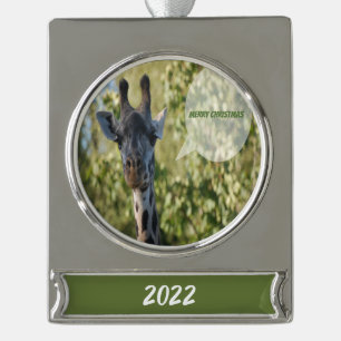 Giraffe Shower  Silver Plated Banner Ornament