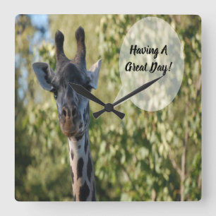 Giraffe Shower Square Wall Clock