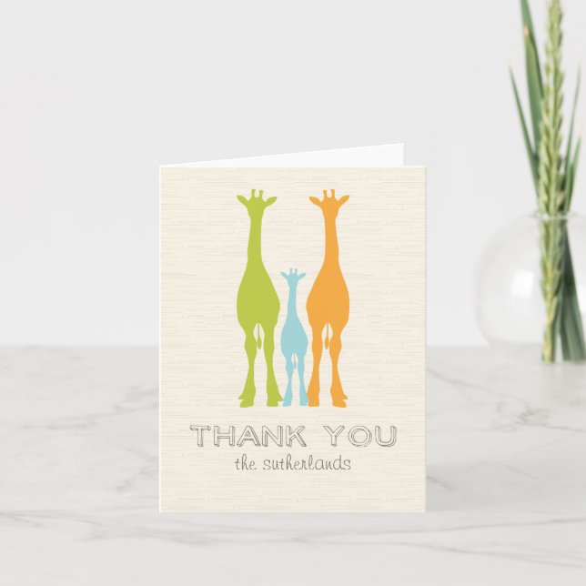 Giraffe Silhouette Baby/Family Thank You Note (Front)