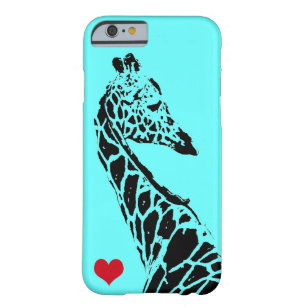 Giraffe Silhouette (light blue) with Red Heart Barely There iPhone 6 Case