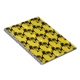 Giraffe Silhouette Tropical Palm Tree Leaves Zoo Notebook