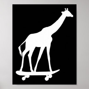 Giraffe Skateboarding Skateboard Poster