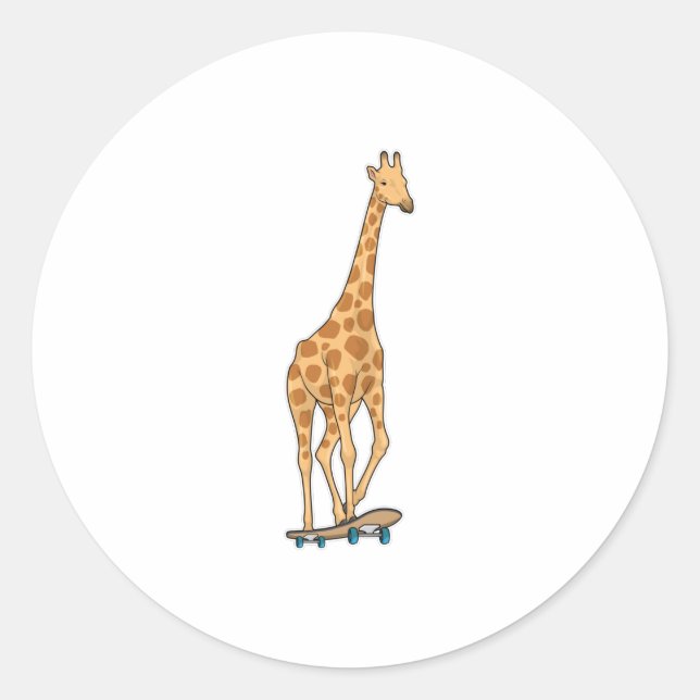 Giraffe Skater Skateboard Classic Round Sticker (Front)