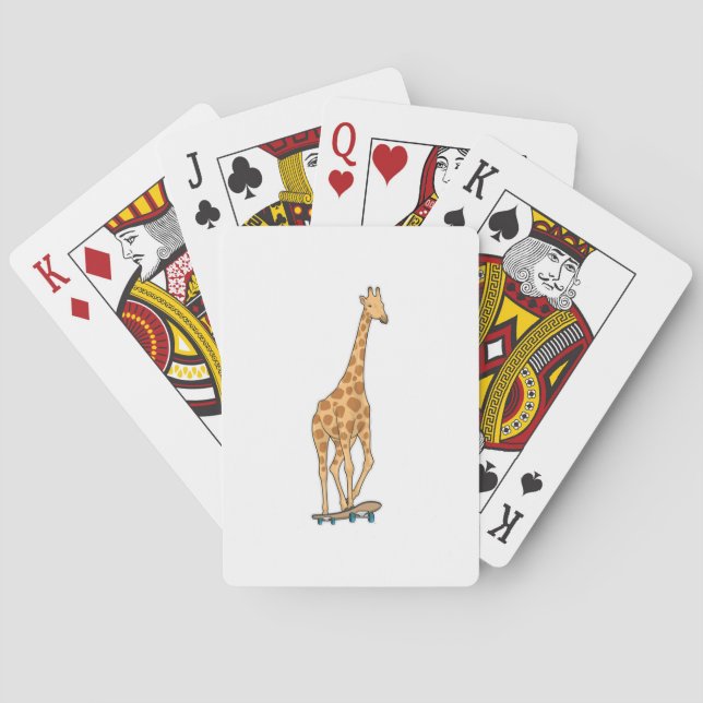 Giraffe Skater Skateboard Playing Cards (Back)