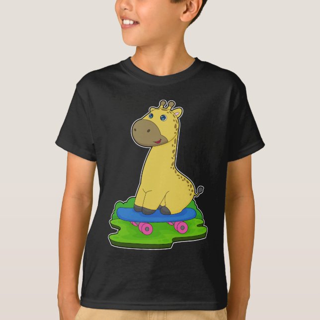 Giraffe Skater Skateboard T-Shirt (Front)