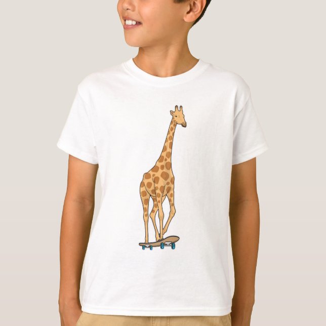Giraffe Skater Skateboard T-Shirt (Front)