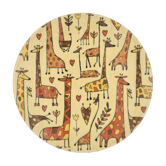 Giraffe Sketch, Fun Seamless Design. Cutting Board