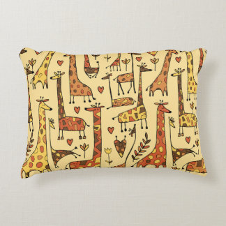 Giraffe Sketch, Fun Seamless Design. Decorative Cushion