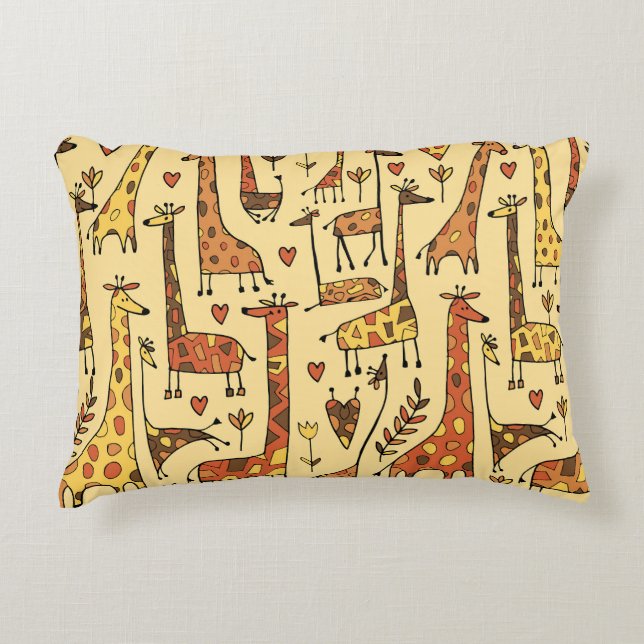 Giraffe Sketch, Fun Seamless Design. Decorative Cushion (Front)