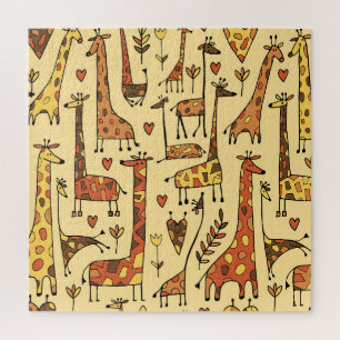 Giraffe Sketch, Fun Seamless Design. Jigsaw Puzzle
