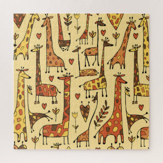 Giraffe Sketch, Fun Seamless Design. Jigsaw Puzzle