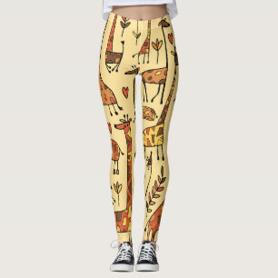 Giraffe Sketch, Fun Seamless Design. Leggings