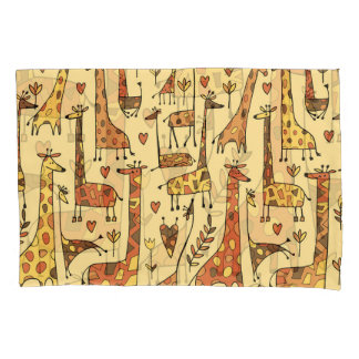 Giraffe Sketch, Fun Seamless Design. Pillowcase