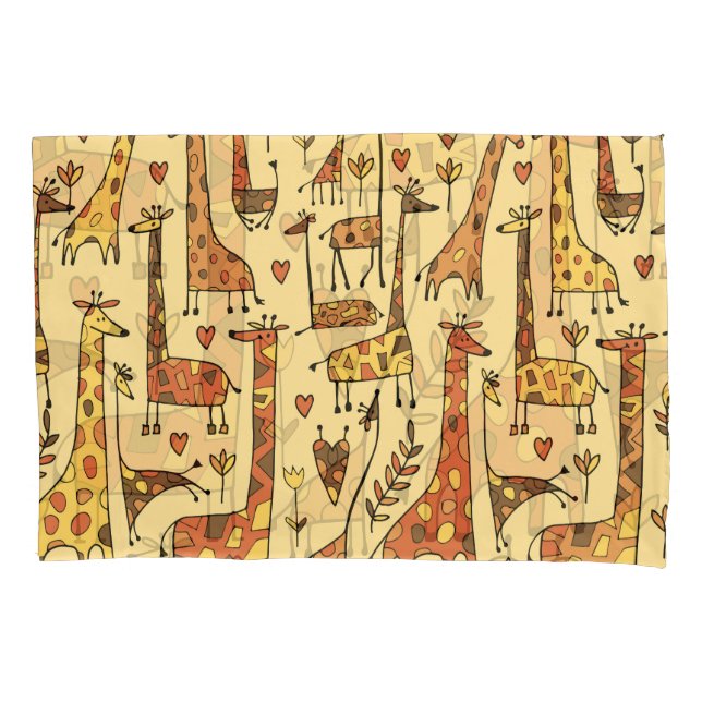 Giraffe Sketch, Fun Seamless Design. Pillowcase (Front)