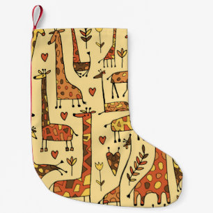 Giraffe Sketch, Fun Seamless Design. Small Christmas Stocking