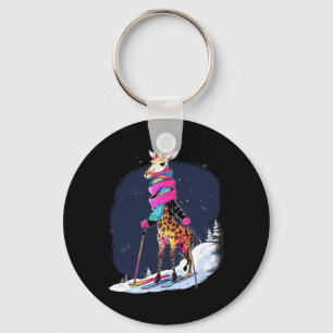 Giraffe Skiing Skier Ski Winter Snow Key Ring