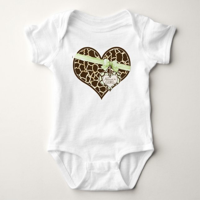 Giraffe Skin Pattern Ribbon Bow Baby Girl Creeper (Front)