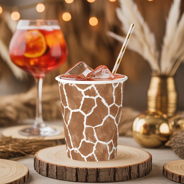 Giraffe Skin Pattern Saddle Brown ID1152 Paper Cups (Creator Uploaded)