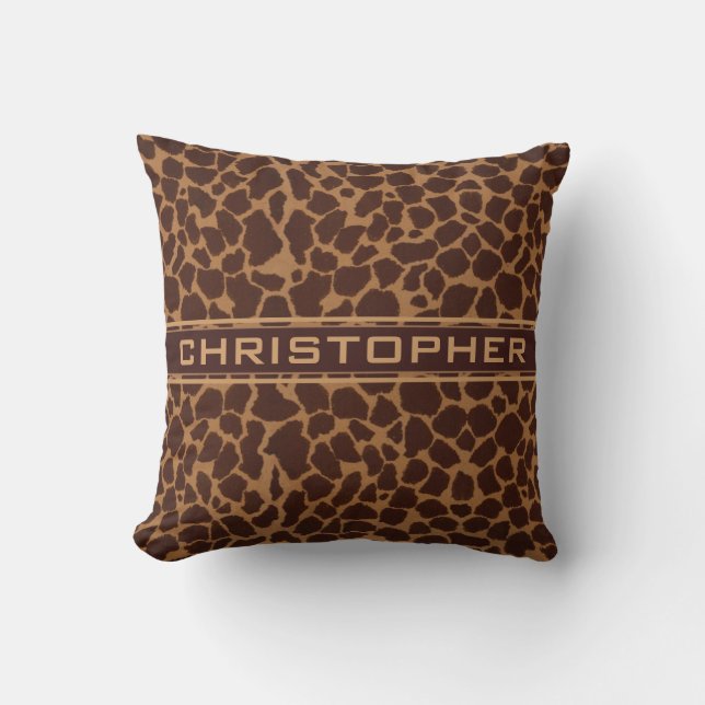 Giraffe Skin Print Pattern Personalise Cushion (Front)