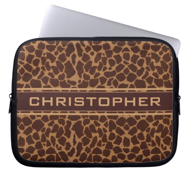 Giraffe Skin Print Pattern Personalise Laptop Sleeve (Front)