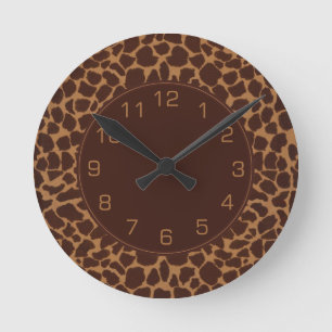 Giraffe Skin Print Pattern Round Clock