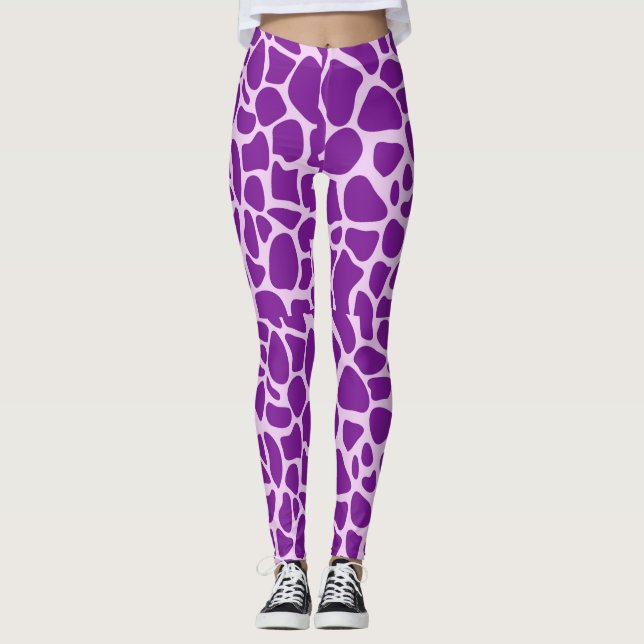 Giraffe Skin Purple Texture Leggings (Front)