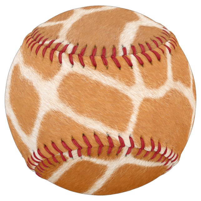 Giraffe Skin Realistic Animal Print Faux Leather Softball (Front)