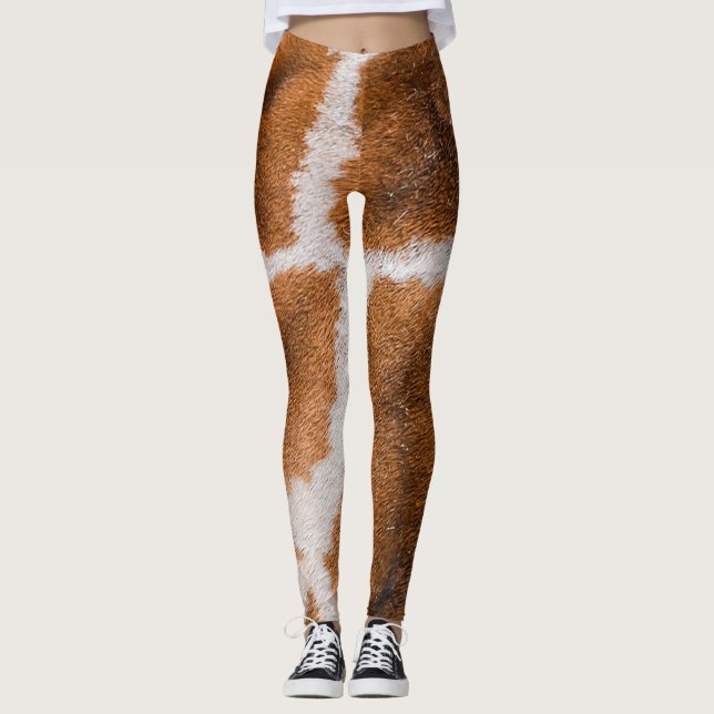 Giraffe Skin: Realistic Animal Texture Leggings (Front)