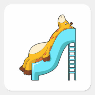 Giraffe Slide Square Sticker