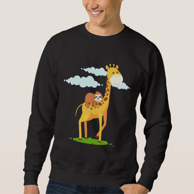 Giraffe Sloth Funny For Kids Sweatshirt (Front)
