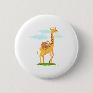Giraffe Sloth Funny Gift For Kids 6 Cm Round Badge