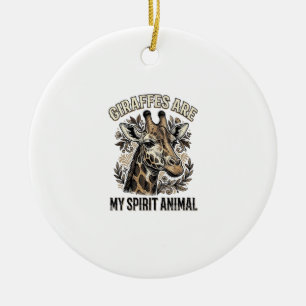 Giraffe Spirit Animal Vintage Engraving Shirt Desi Ceramic Tree Decoration