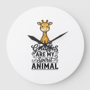 Giraffe Spirit Animal Vintage Engraving Shirt Desi Large Clock