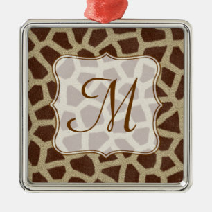 Giraffe Spot Animal Prin Monogram Initial Ornament