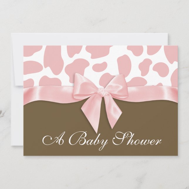 Giraffe Spots and Pink Bow Baby Shower Invitation (Front)