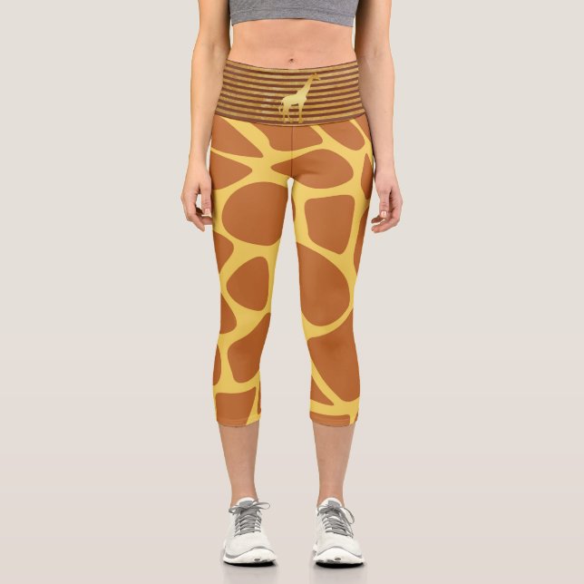 giraffe spots Gold Capri Leggings (Front)
