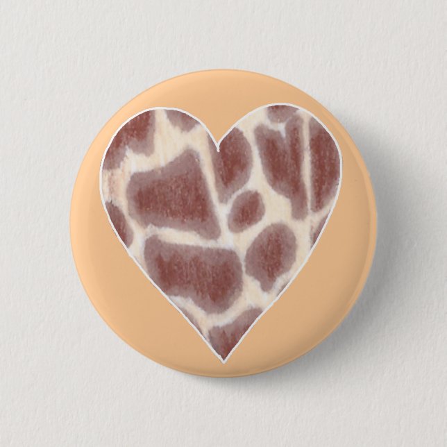 Giraffe Spots Pattern in a Heart Shape Buttons (Front)