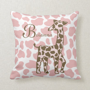 Giraffe Spots Pink and Brown Cushion