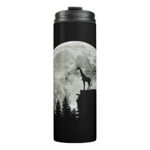 Giraffe Stand On Mountain Spooky Halloween Moon Thermal Tumbler