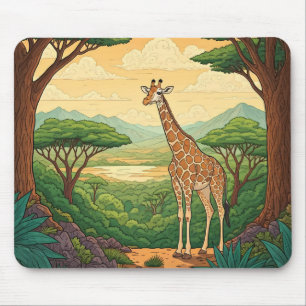 Giraffe standing in a wilderness setting mouse mat