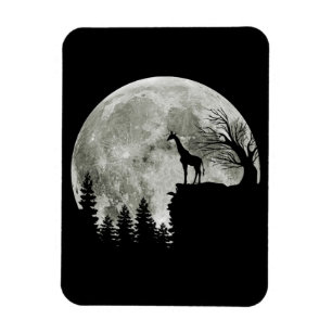 Giraffe Standing On Moon Halloween Gift For Her Magnet