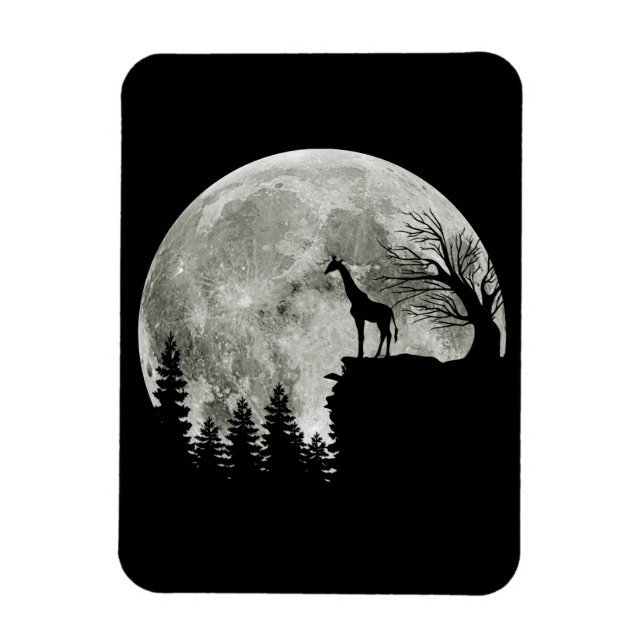 Giraffe Standing On Moon Halloween Gift For Her Magnet (Vertical)