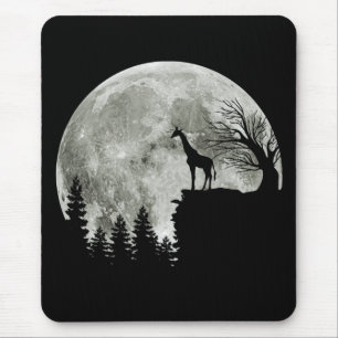 Giraffe Standing On Moon Halloween Gift For Her Mouse Mat