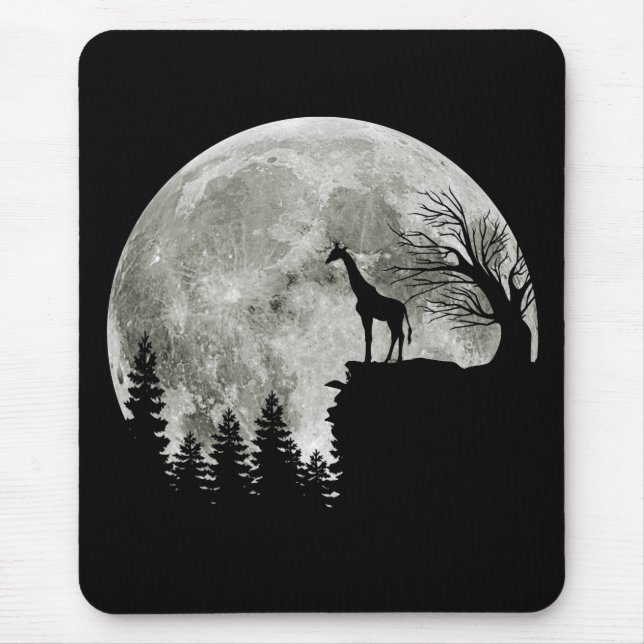 Giraffe Standing On Moon Halloween Gift For Her Mouse Mat (Front)